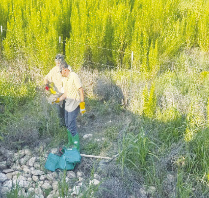 Members of the Texas Department of Public Safety’s Radiological/Nuclear Threat Detection Unit and partner agencies recover a decades-old Cesium-137 radioactive source in Midland County on July 25. The source, buried approximately 6 to 8 inches below the surface, was safely excavated and removed without injuries, contamination or any threat to the public.