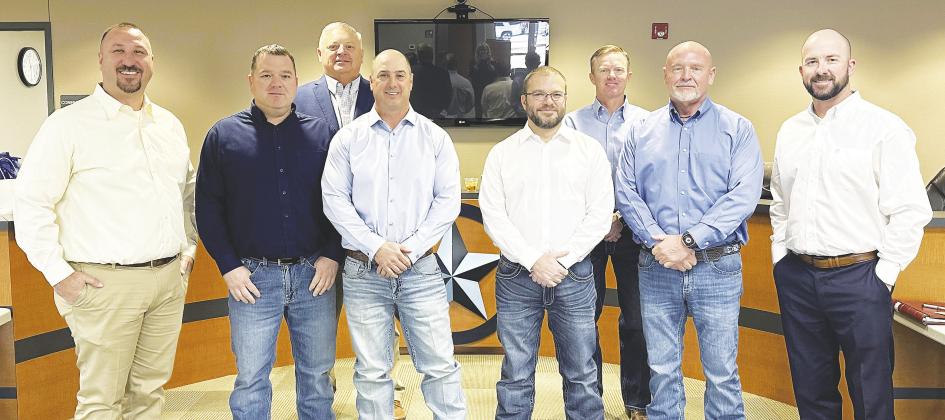 Cody Rich, Dusty Robertson, Superintendent Ariel Elliott, President Justin Brooks, John Bowman, Vice president Justin Outlaw, John Ellis, and Justin Hollums.