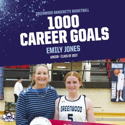 Emily Jones and her coach Aimee Kilgore celebrate her 1000th Career basketball goal.