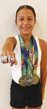 Greenwood eighth grader Maili Ruiz, who runs for the Midland Cheetahs Track Club, won two state titles in the 14-and-under girls division at the 2026 TAAFGames of Texas. She won the 800-meter race in 2 minutes, 22.02 seconds and the 1,600-meter race in 5:09.38. Ruiz also helped her 4x400-meter relay team win a silver medal.