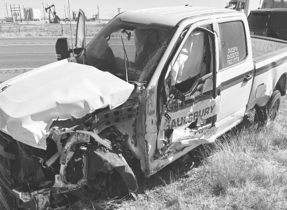 Martin County first responders were dispatched to a wreck on Hwy 349 Tuesday afternoon. The driver of the pick-up crossed four lanes a traffic and hit a motor home. He was transported by AeroCare to Medical Center Hospital in Odessa with life threatening injuries.