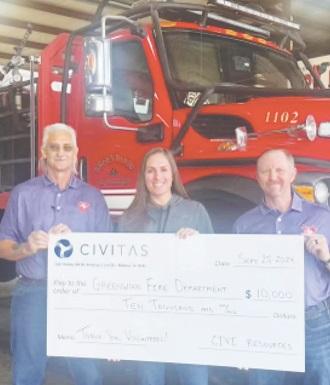 The Greenwood Volunteer Fire Department received a $10,000 donation