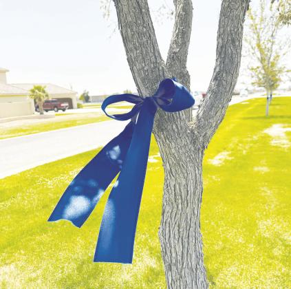Blue Ribbons have been hung all over Greenwood in remembrance of Grant Michael Ausley