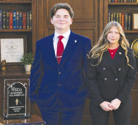 Greenwood debate students Weston Cummings and Lindsey White recently received the Academic All-American Award from the National Speech and Debate Association, an honor awarded to fewer than 1-2% of the organization’s more than 140,000 student members each year. The award recognizes students who demonstrate excellence in academics, competitive speech and debate, leadership, and community service.