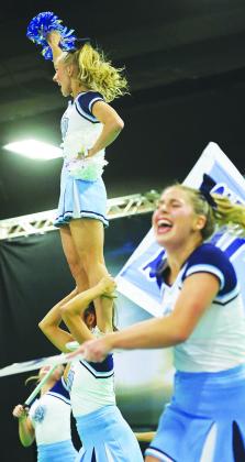 The Greenwood High School cheer team performs at the UIL State Spirit Competition in Fort Worth on Jan. 15. They made it to the finals and finished 6th in the state in the 4A Division II.