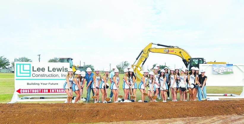 Greenwood’s cheerleaders helped with ground breaking ceremonies on the new 74,000 square-foot Multi Purpose Facility that will serve all of Greenwood. The project, funded by part of the bond that passed earlier this year, will include a 75-yard turf field, bleachers, an indoor track, training room and more. It’s estimated to cost $11 million. by Lee Lewis Construction