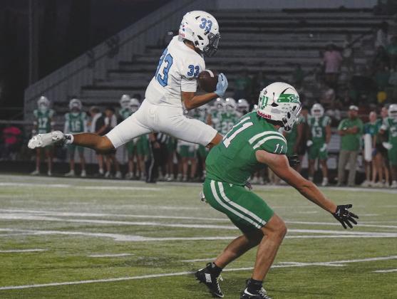 Greenwood’s Casey Vacero with the acrobatic catch against the Wall Hawks last week. photo by Grace Underhill