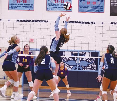 Emily Jones looks for the perfect spot to set the ball during direct action earlier this season against the Pecos Eagles.