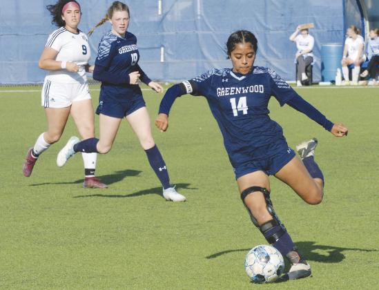 Devanie Vasquez (14) had a great game for Greenwood in the Area round against Amarillo West Plains including making the game winning penalty kick.