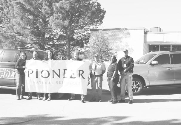 Pioneer Natural Resources donated a new vehicle to be used by the Greenwood ISD Police Department to expand the Police fleet and help protect Greenwood ISD kids and staff. Pioneer representatives Amanda Day, Brent Braden, and Nicole Crawford were on hand to present the vehicle to Greenwood Police Chief Mitch Russell.