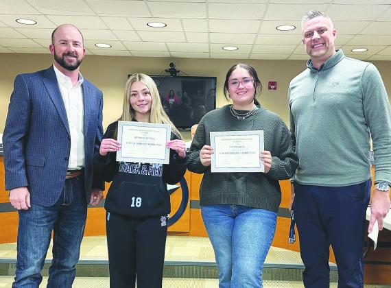 Superintendent's Honor Roll, 3rd Six Weeks Greenwood High School. 10th Grade: Brynlee Dutton and 12th Grade: Tatum Bales. (Not Pictured) 11th Grade: Rylee Rubio.
