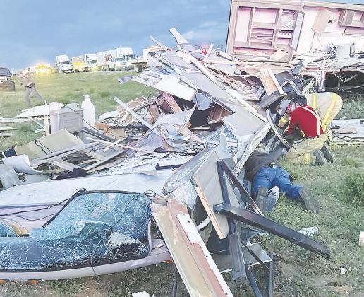 Martin County first responders search for victims following a major three vehicle wreck in Martin County on I-20 Tuesday evening. See story this page.