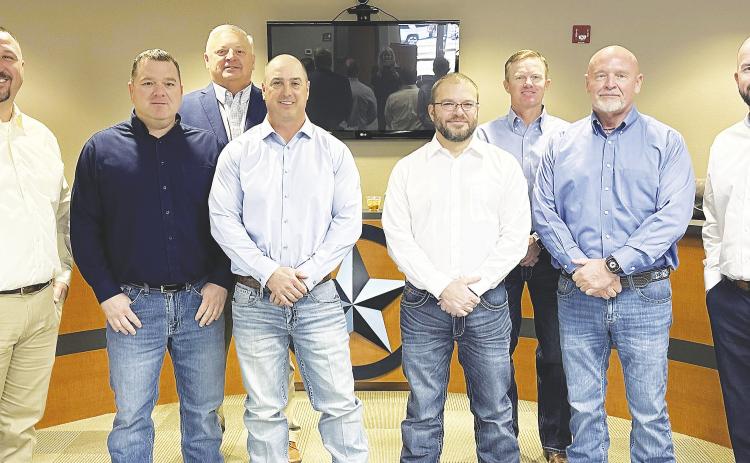 Cody Rich, Dusty Robertson, Superintendent Ariel Elliott, President Justin Brooks, John Bowman, Vice president Justin Outlaw, John Ellis, and Justin Hollums.