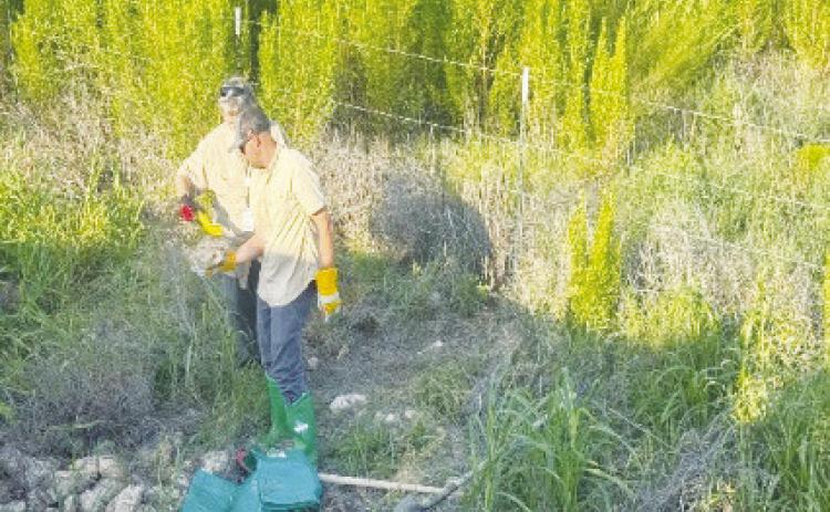 Members of the Texas Department of Public Safety’s Radiological/Nuclear Threat Detection Unit and partner agencies recover a decades-old Cesium-137 radioactive source in Midland County on July 25. The source, buried approximately 6 to 8 inches below the surface, was safely excavated and removed without injuries, contamination or any threat to the public.