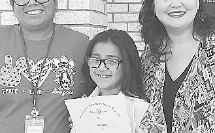 First Six-Weeks Superintendent’s Awards went to: 1st Grade - Adrien Orozco, Thomas Thornton, Roslynn Tindle, Bennett Troyer, Griffin Urias; 2nd Grade - Gabriella Gardner; 3rd Grade - Karina Garcia; 4th Grade - Carsyn Rubio; 5th Grade - Krystabell Lowe; 6th Grade - Coryn Diaz; 7th Grade - Addyson Adame; 8th Grade - Abigail Brooks; 9th Grade Lauren White; 10th Grade - Abbagayle Roberts; 11th Grade - Maria Valenzuela Acosta; and 12th Grade - Gael Cervantes.