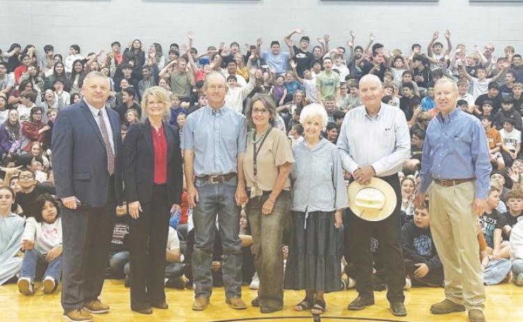 Greenwood Superintendent Elliott surprised Greenwood ISD teacher Mrs. Darla Morrow