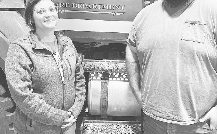 The Greenwood Fire Department would like to introduce two new Members. Jeanny Moore and Kyle Hollingsworth. Jeanny has been through the Midland College Fire Academy and is a Emt. Kyle was a Volunteer Fire fighter in Loving NM. Monument NM and Mason Tx. Welcome aboard Folks.