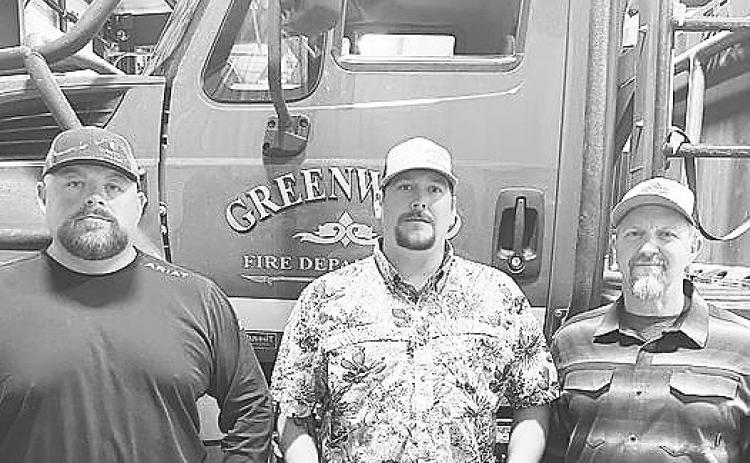 The Greenwood Fire Department would like to introduce three new Fire Fighters to the Department. Jake Couch, Matt Parker, and Jay Mayo.
