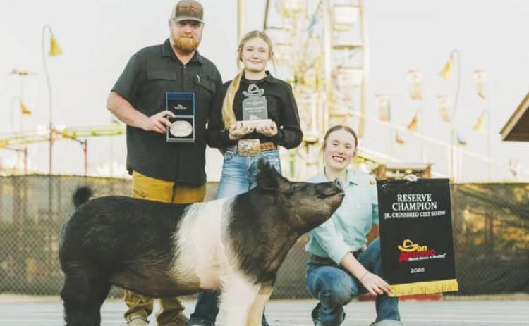 GHS freshman Kinlea Scott recently won Reserve Champion in the Jr. Crossbreed Gilt Show at the San Antonio Stock Show. Scott earned Champion Crossbreed Gilt at the Fort Worth Stock Show last month.