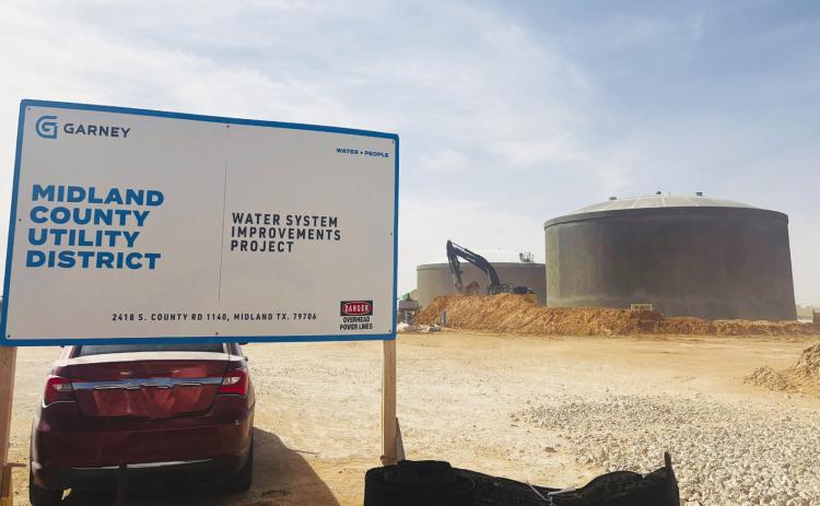 The Midland County Utility District’s first water treatment facility, located next to the new Midland County jail on SCR 1140, is in its final stages of construction and is expected to begin moving water by the end of April. The plant will initially serve the jail and Greenwood ISD’s new campuses and will eventually be able to treat up to 3 million gallons per day.