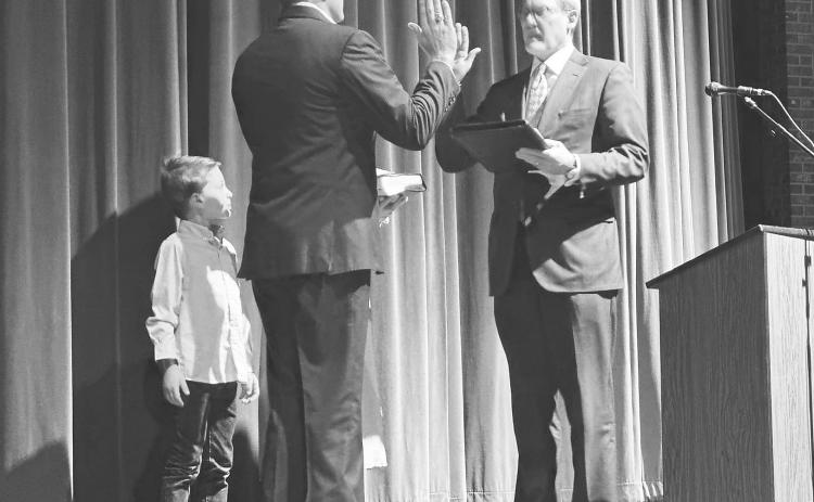 Senator Sparks swore in Aaron Kinsey to the State Board of Education District 15 Representative of Texas at Greenwood High School last week.