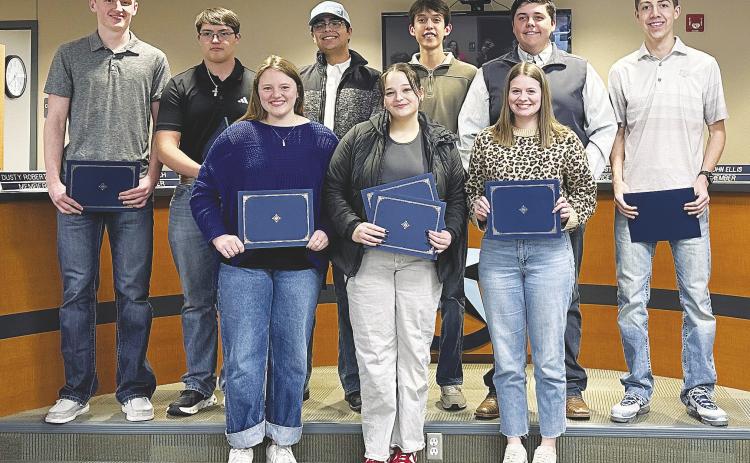 Greenwood High School College Board Award Recipients. In no particular order: Ashton Adams, Olivia Agee, Cael Bingham, Aaron Carrillo, Stephen Casbeer, Danna Ferrer de Lamadrid, Tyler Fewox, Jackson Jerez, Aileny Miranda Rivero, Natalie Owens, Peyton Rauman, Abbagayle Roberts and Molly Rooks.