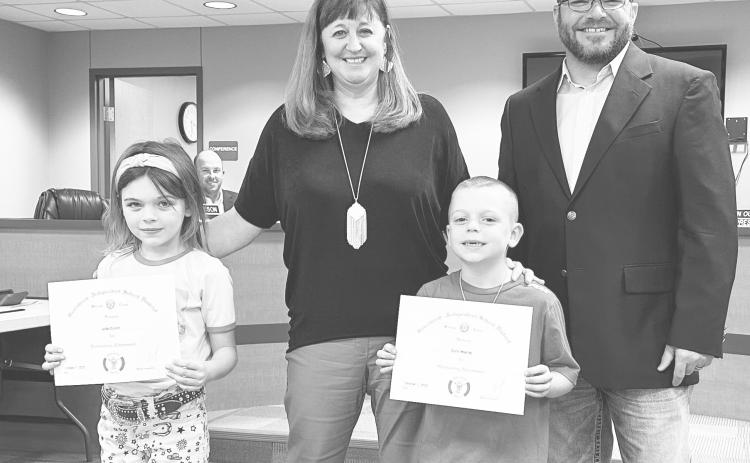 Greenwood Elementary First Six Weeks Superintendent Award Winners: 1st Grade Jolie Duhon; 2nd Grade - Colin Warne.