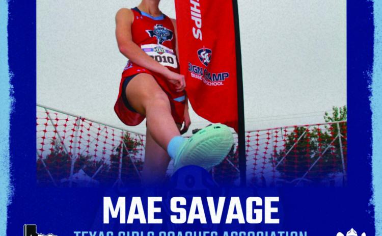 GHS Sophomore Mae Savage has been selected by the Texas Girls Coaching Association to the All-State Cross Country Team
